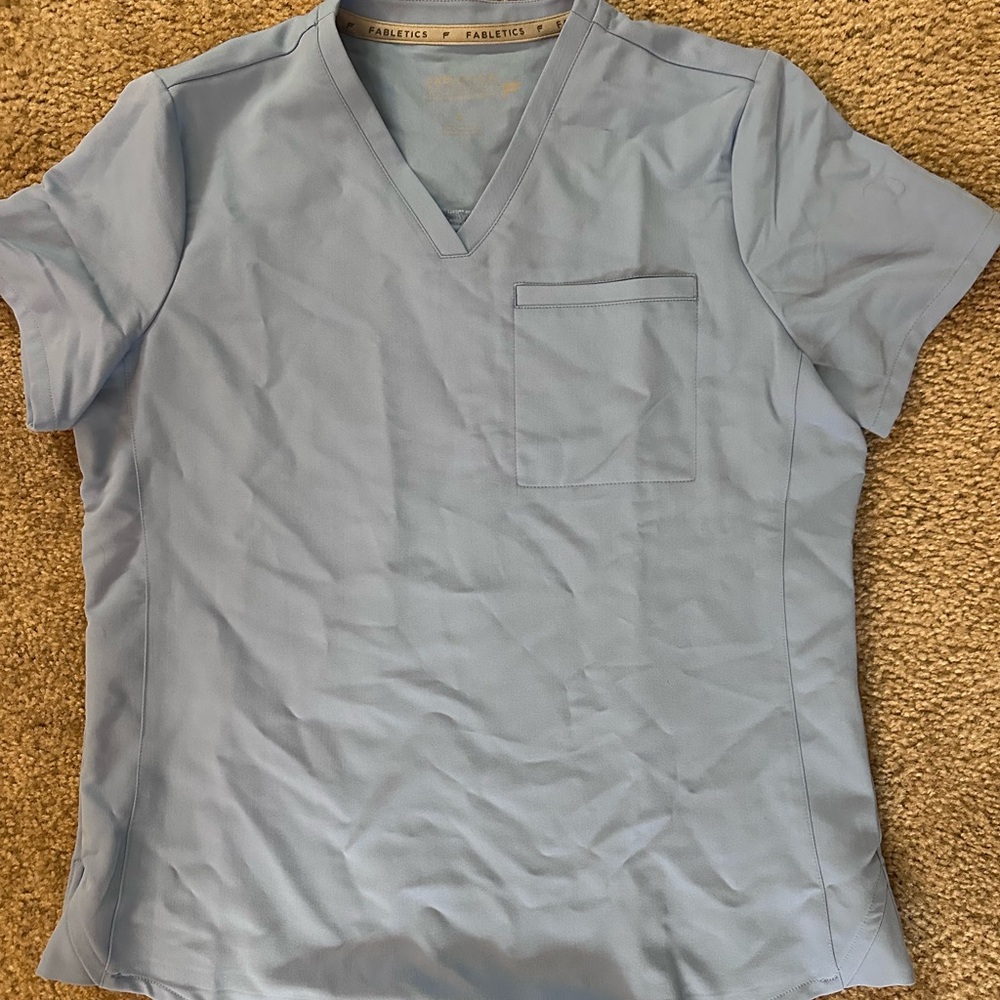Fabletics Light Blue V-Neck Scrub Top